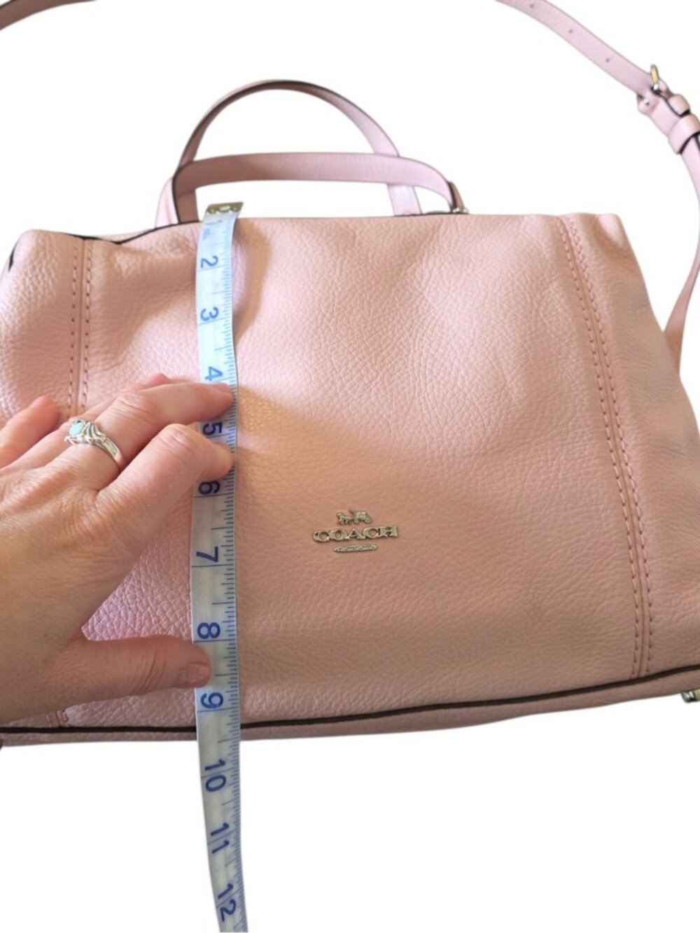 Coach Lenox Satchel Blush Pink Pebble Leather Crossbody Bag F59325 NWT - Picture 13 of 16